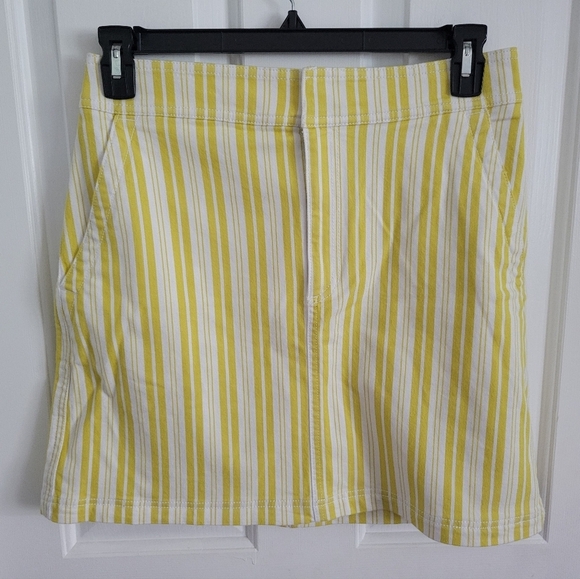 LOFT Dresses & Skirts - LOFT Skirt Womens Yellow White Striped A-Line Cotton Blend Stretch Pockets Sz 6